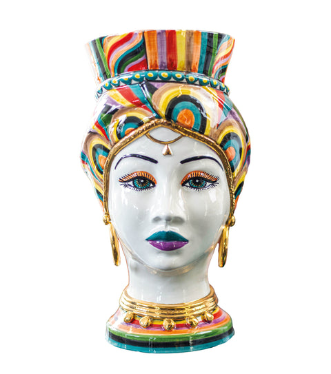 TESTA DI MORO IN CERAMICA SICILIANA LUXURY COLOR H. 45 X L. 27 CM