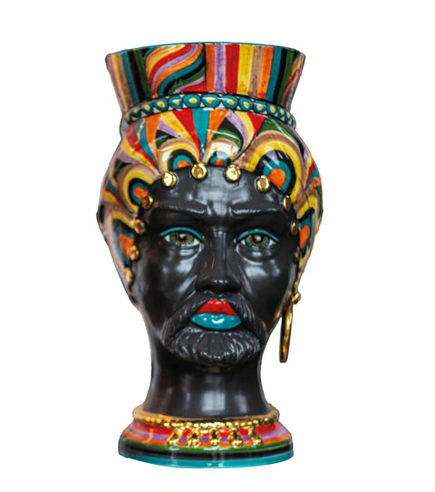 TESTA DI MORO IN CERAMICA SICILIANA LUXURY COLOR H. 45 X L. 27 CM
