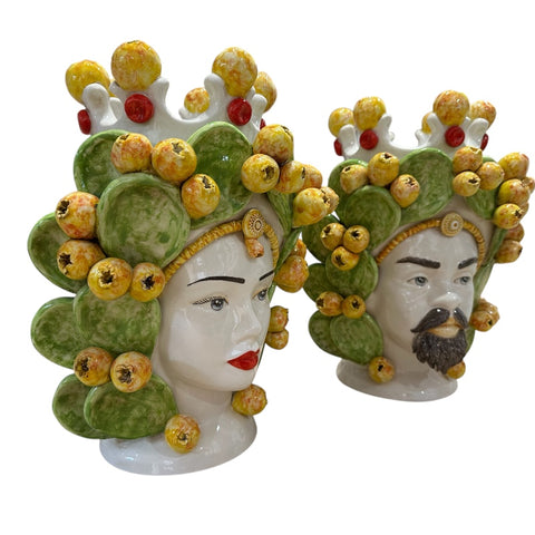 Testa di Moro in Ceramica Siciliana Fichi D'India H. 34 x L. 28 cm