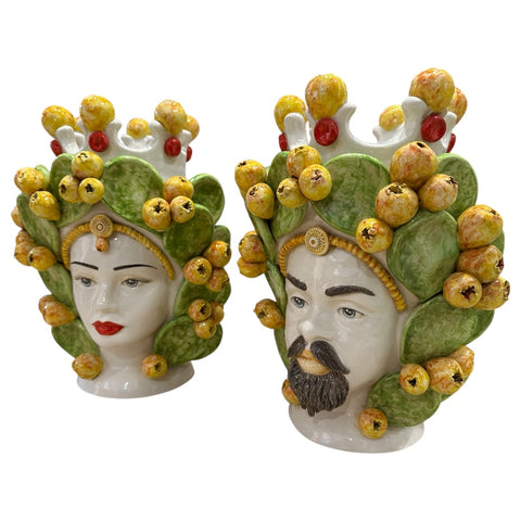 Testa di Moro in Ceramica Siciliana Fichi D'India H. 34 x L. 28 cm