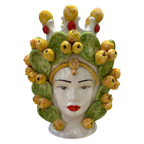 Testa di Moro in Ceramica Siciliana Fichi D'India H. 34 x L. 28 cm