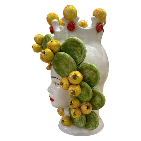 Testa di Moro in Ceramica Siciliana Fichi D'India H. 34 x L. 28 cm
