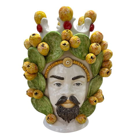 Testa di Moro in Ceramica Siciliana Fichi D'India H. 34 x L. 28 cm