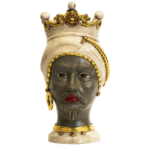 TESTE DI MORO IN CERAMICA SICILIANA CRONO H. 50 X L. 27 cm