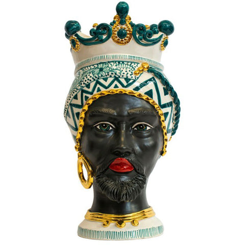 TESTA DI MORO IN CERAMICA SICILIANA DI CALTAGIRONE CRONO H. 50 CM