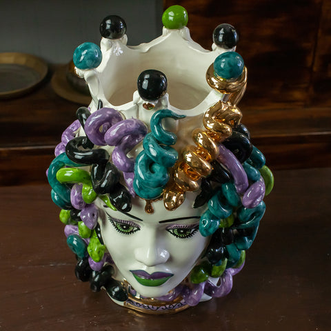 TESTA DI MORO MEDUSA IN CERAMICA SICILIANA LUXURY H. 40 CM