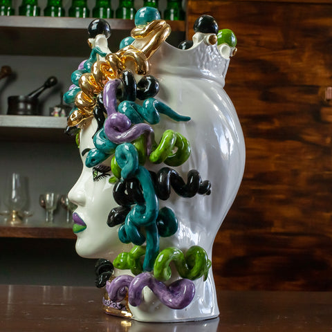 TESTA DI MORO MEDUSA IN CERAMICA SICILIANA LUXURY H. 40 CM