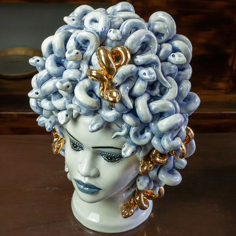 TESTA DI MORO MEDUSA IN CERAMICA SICILIANA LUXURY H. 47 CM