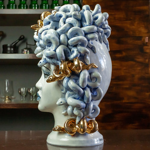 TESTA DI MORO MEDUSA IN CERAMICA SICILIANA LUXURY H. 47 CM