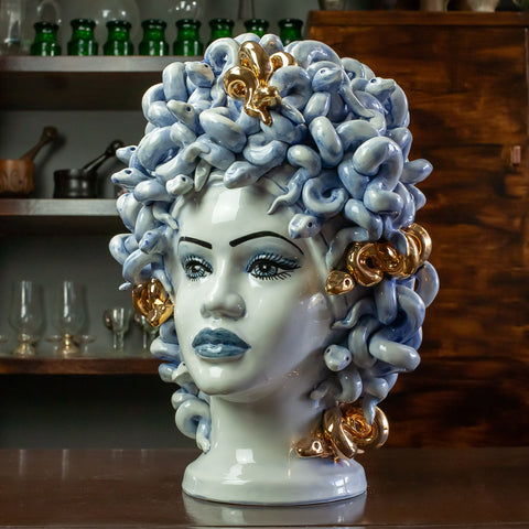 TESTA DI MORO MEDUSA IN CERAMICA SICILIANA LUXURY H. 47 CM