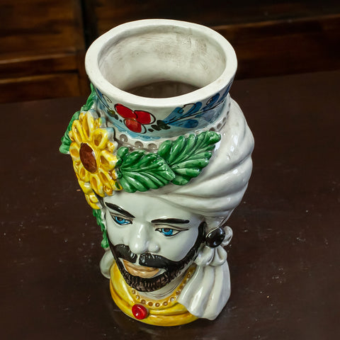 TESTE DI MORO IN CERAMICA SICILIANA GIRASOLI L. 15 X H. 23 CM