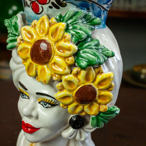 TESTE DI MORO IN CERAMICA SICILIANA GIRASOLI L. 15 X H. 23 CM