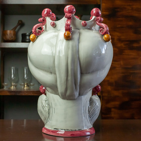TESTA DI MORO CERAMICA SICILIANA CALTAGIRONE AMARANTO CM 42