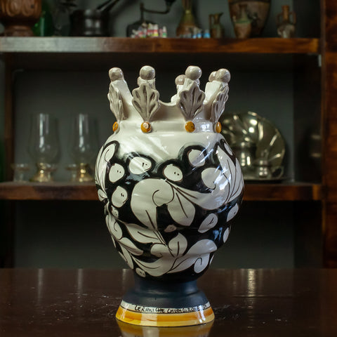 TESTE DI MORO IN CERAMICA SICILIANA DI CALTAGIRONE BLACK AND WHITE H.25 CM