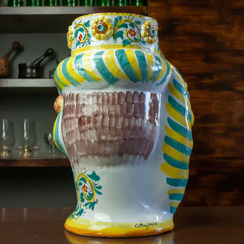 Coppia Teste Di Moro in Ceramica Siciliana Di Caltagirone H. 42 x L. 30 cm