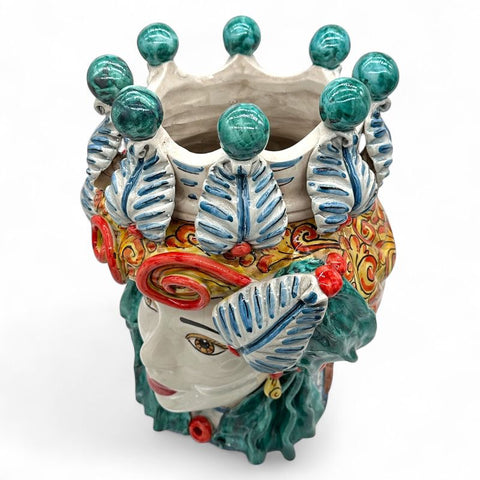 Coppia Teste Moro ceramica Siciliana Caltagirone Verus cm 48