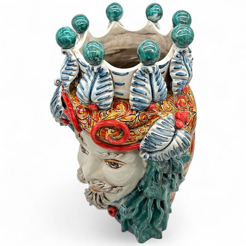 Coppia Teste Moro ceramica Siciliana Caltagirone Verus cm 48