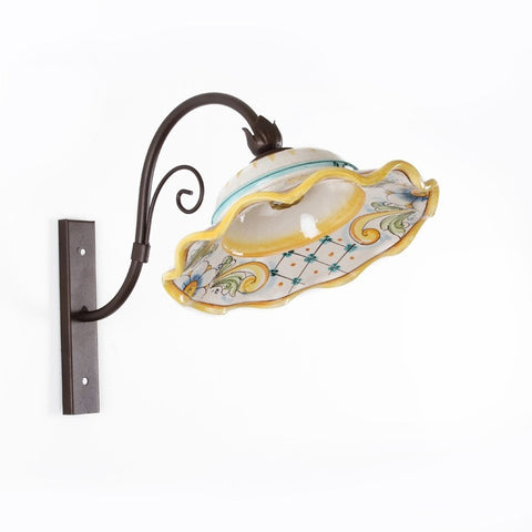 APPLIQUE GRANDE IN FERRO BATTUTO E CERAMICA SICILIANA DI CALTAGIRONE