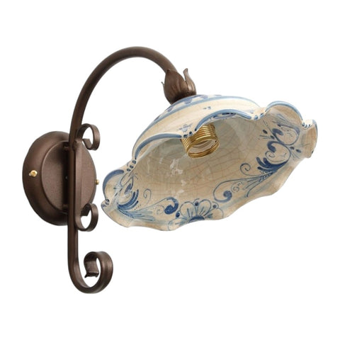 APPLIQUE MEDIO IN FERRO BATTUTO E CERAMICA SICILIANA DI CALTAGIRONE