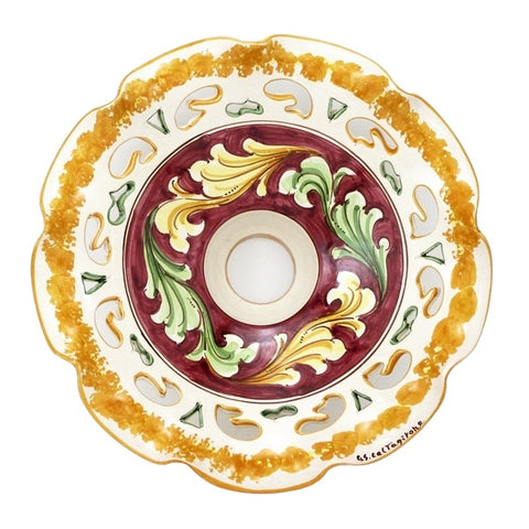 APPLIQUE MEDIO IN FERRO BATTUTO E CERAMICA SICILIANA DI CALTAGIRONE