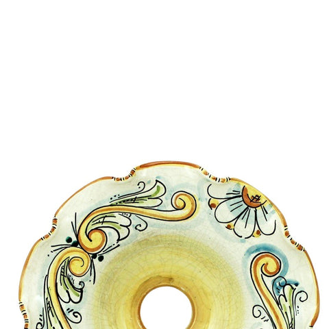 APPLIQUE GRANDE DOPPIO IN FERRO BATTUTO E CERAMICA SICILIANA DI CALTAGIRONE