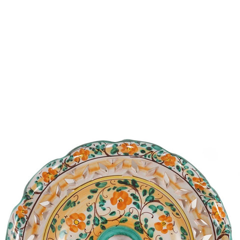 APPLIQUE GRANDE DOPPIO IN FERRO BATTUTO E CERAMICA SICILIANA DI CALTAGIRONE