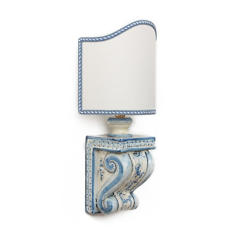 APPLIQUE CONSOLLE IN CERAMICA SICILIANA DI CALTAGIRONE BLU ANTICO