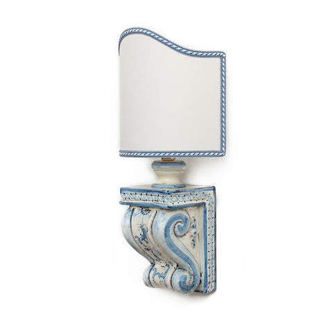 APPLIQUE CONSOLLE IN CERAMICA SICILIANA DI CALTAGIRONE BLU ANTICO