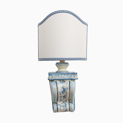 APPLIQUE CONSOLLE IN CERAMICA SICILIANA DI CALTAGIRONE BLU ANTICO