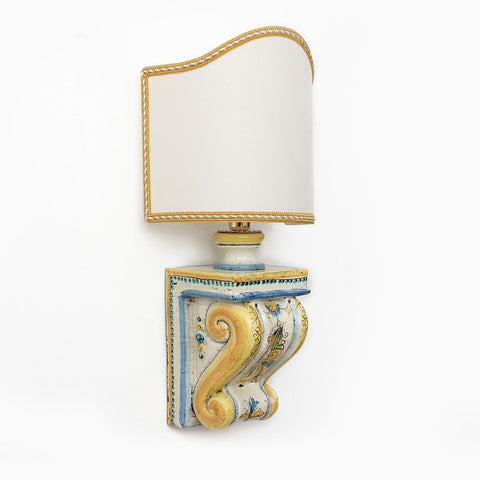 APPLIQUE CONSOLLE IN CERAMICA SICILIANA DI CALTAGIRONE GIALLO ANTICO