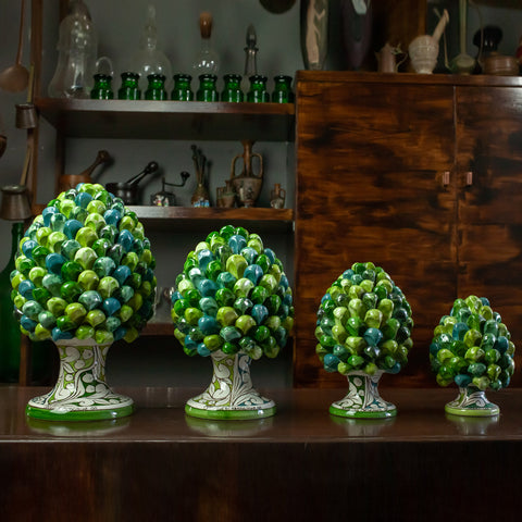 Pigne in ceramica siciliana Caltagirone Verde Foglia - Varie Dimensioni