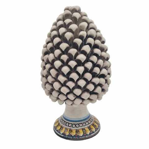 PIGNA IN CERAMICA SICILIANA DI CALTAGIRONE BASE DECORATA H. 30 CM