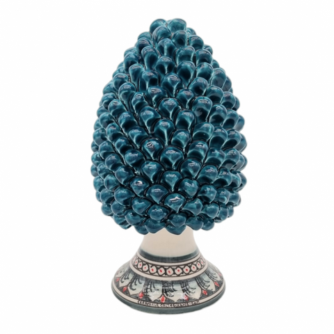 PIGNA IN CERAMICA SICILIANA DI CALTAGIRONE BASE DECORATA H. 30 CM