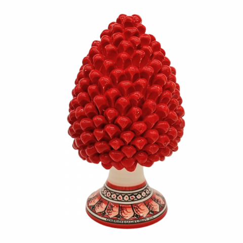 PIGNA IN CERAMICA SICILIANA DI CALTAGIRONE BASE DECORATA H. 30 CM