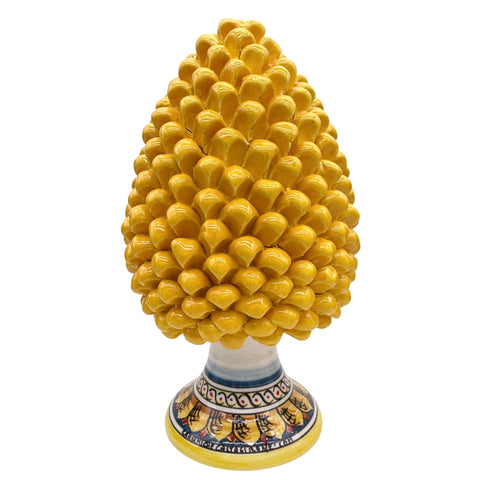 PIGNA IN CERAMICA SICILIANA DI CALTAGIRONE BASE DECORATA H. 30 CM