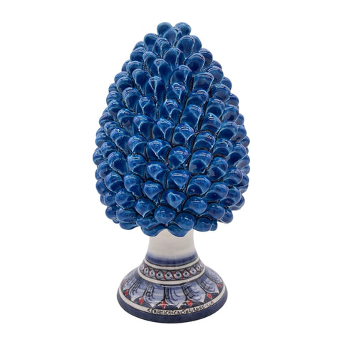 PIGNA IN CERAMICA SICILIANA DI CALTAGIRONE BASE DECORATA H. 30 CM