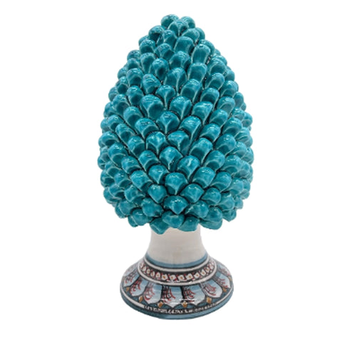 PIGNA IN CERAMICA SICILIANA DI CALTAGIRONE BASE DECORATA H. 30 CM