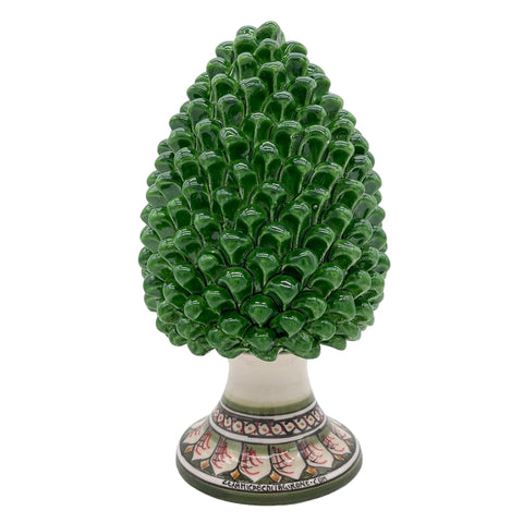 PIGNA IN CERAMICA SICILIANA DI CALTAGIRONE BASE DECORATA H. 30 CM