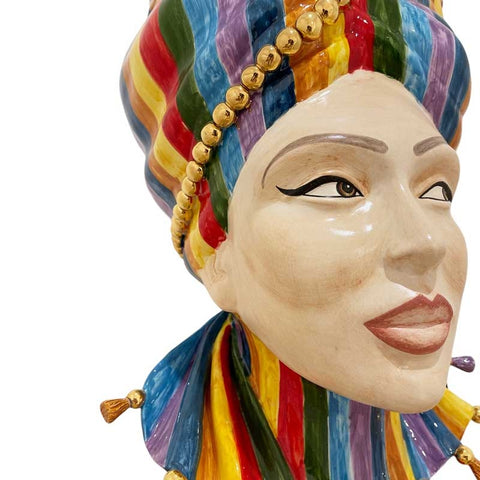 TESTA DI MORO IN CERAMICA SICILIANA CALTAGIRONE RAINBOW H.40 CM