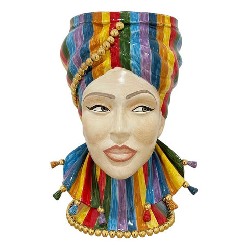 TESTA DI MORO IN CERAMICA SICILIANA CALTAGIRONE RAINBOW H.40 CM