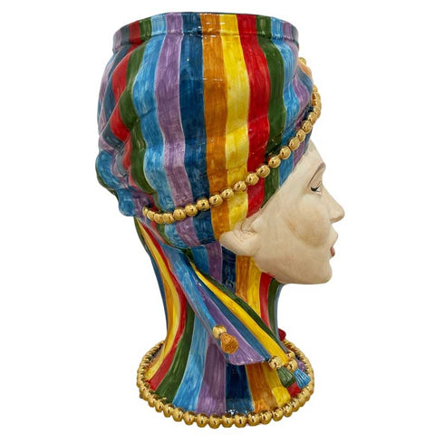 TESTA DI MORO IN CERAMICA SICILIANA CALTAGIRONE RAINBOW H.40 CM