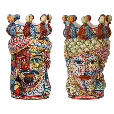 TESTA DI MORO IN CERAMICA SICILIANA "FRIDA" SICILY ART H. 53 CM