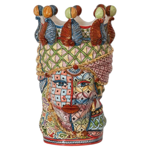 TESTA DI MORO IN CERAMICA SICILIANA "FRIDA" SICILY ART H. 53 CM