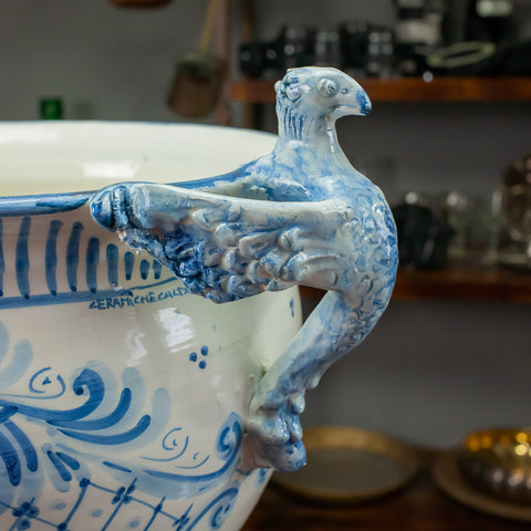 TASSE GRIFONI CÉRAMIQUE SICILIENNE CALTAGIRONE BLEU ANTIQUE 45 CM