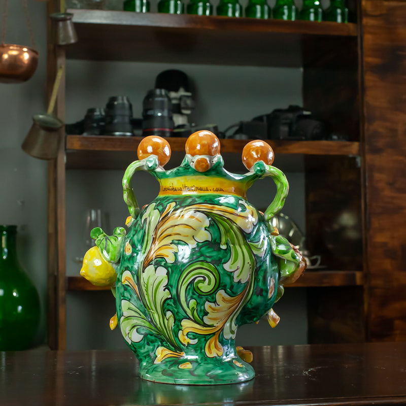 TESTA CERAMICA SICILIANA CALTAGIRONE VERDE 25 CM