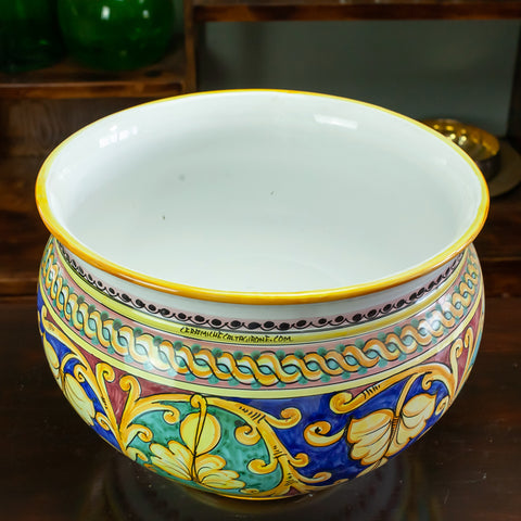 MULTICOLORED ORNATE CALTAGIRONE CERAMIC VASE HOLDER 40 CM