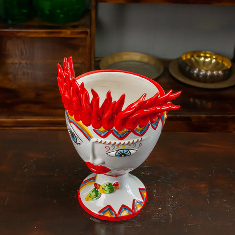 TESTE CERAMICA SICILIANA CALTAGIRONE VERUS PEPERONCINI CM 25