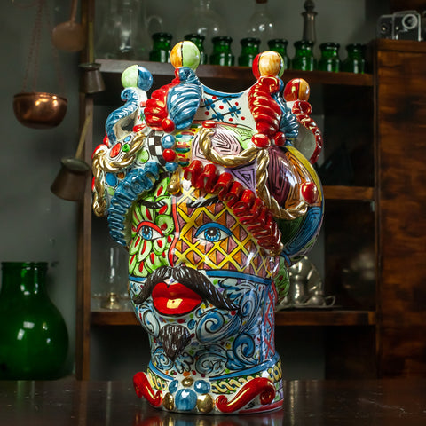 TESTA DI MORO CERAMICA SICILIANA CALTAGIRONE SICILY ART 42 CM