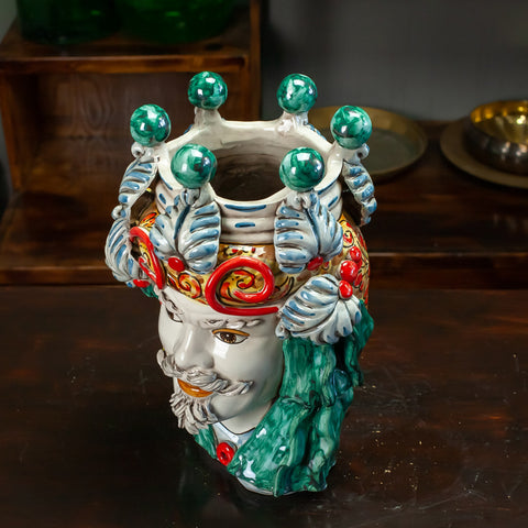 TESTA DI MORO CERAMICA CALTAGIRONE VERUS ELEGANCE DRAPPO 35 CM