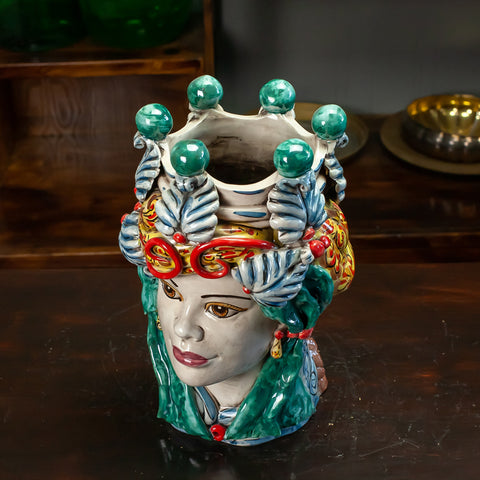 TESTA DI MORO CERAMICA CALTAGIRONE VERUS ELEGANCE DRAPPO 35 CM